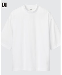 UNIQLO | エアリズムコットンオーバーサイズモックネックT（5分袖）(Tシャツ/カットソー)