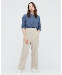 UNIQLO | リネンブレンドリラックスストレートパンツ（丈標準67～69cm）セットアップ可能(パンツ)