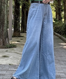 SHEIN | スーパーフレアワイドレッグデニムパンツ(デニムパンツ)