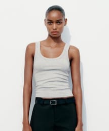 ZARA | リブ　ストラップ　トップス(タンクトップ)