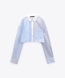 ZARA | CROPPED STRIPED PACHWORK SHIRT(シャツ/ブラウス)