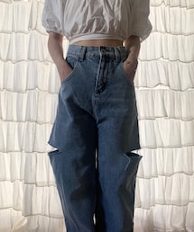 TRON C | side slit out denim(デニムパンツ)