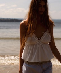 ZARA | タイリボン付きポプリントップス(キャミソール)