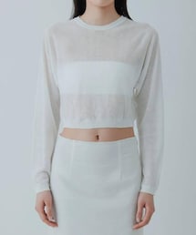 yo BIOTOP | sheer linen cropped tops(ニット/セーター)