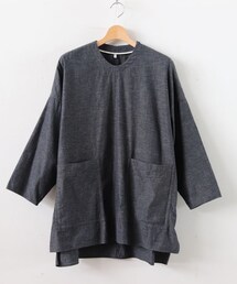 FIRMUM | 商品名: 撚り杢ロープ染め糸5ozシャンブレー オーバーサイズプルオーバー,サイズ: M(シャツ/ブラウス)
