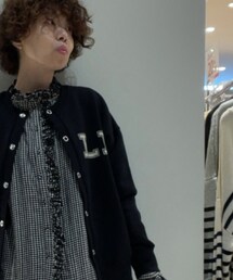 Samansa Mos2 | YALE UNIV.裏起毛ゆるスウェットカーディガン/ブラック(トップス)