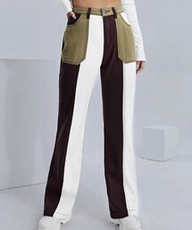 shein | SHEIN ハイウエスト カラーブロック ジーパン(デニムパンツ)