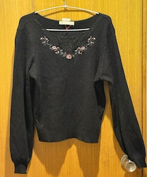 MAJESTIC LEGON | デコルテフラワー刺繍ニット(ニット/セーター)