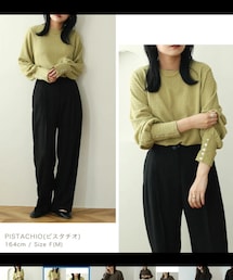 NOAHL | ＮＯＡＨＬ-ノアル《クーポンで40％OFF→2,640円》【メール便】ジャガード トップス レディース ボリューム 袖 レイヤード 長袖 ボタン アイボリー グレージュ ピスタチオ ブラウン ブラック 春 無地 ノアル s_sale カラー：ピスタチオ サイズ：F(M)フリーサイズ　2640円(トップス)