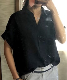 GU | GU シャツ ネイビー ポリエステル(シャツ/ブラウス)