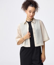 GU | GU シアーシャツ5分袖Q 30 NATURAL WOMEN M 1990円(シャツ/ブラウス)