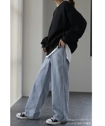HUG.U | HUG.U 「 新 感 覚 」穿いていて疲れない デニム ■一部12月中旬入荷 パンツ デニムパンツ レディース ワイドパンツ 裏起毛 ワイド 大きいサイズ ジーンズ ジーパン ボトム 体型カバー ボトムス ストレート ズボン ゆったり ハイウエスト ゴム ストレッチ 秋 冬 小さいサイズ 単価 : 3,979円 数量 : 1 カラー:ユーズドブルー サイズ:L(デニムパンツ)