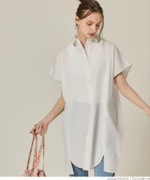 coca(coca) | オックスシャツ レディース オックス オックスフォード 半袖 サイドスリット スキッパーシャツ ハリ感 無地 ストライプcoca コカ ¥1690(シャツ/ブラウス)