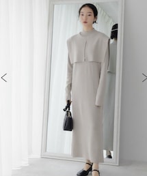 Ayla | cape layered knit dress（greige,free）(ワンピース)