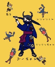 鬼コラボイラスト🎨👹 | 親鬼子鬼　鬼ファミリー👹👹👹👹🖤❤️💙💛(音楽/本・雑誌)
