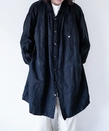 VINTAGE | 1900s 🇫🇷 Antique Indigo Linen Smock [Front Open Type](その他トップス)