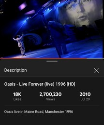 Live Forever(live@Maine Road, Manchester)/ Oasis | UK Rock / Britpop (1996)(音楽/本・雑誌)