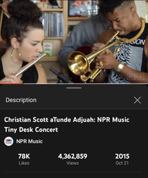 Christian Scott aTunde Adjuah@NPR Tiny Desk | Jazz (2015)(音楽/本・雑誌)