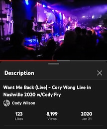 Want Me Back (live Nashville 2020) / Cory Fry | 音楽/本・雑誌