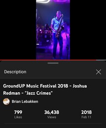 Jazz Crimes (live@GroundUP 2018)/ Joshua Redman | Jazz Fusion (2018)(音楽/本・雑誌)