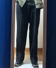 VINTAGE | 50s Navy Double Pleated Wide-leg Wool Trousers(USA製 | ピンロックTALON)(スラックス)
