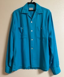 VINTAGE | 50s TOWNCRAFT Turquoise Rayon Open Collar Shirt (USA製)(シャツ/ブラウス)