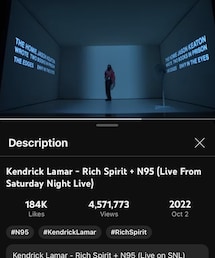 Rich Spirit + N95(live@SNL) / Kendrick Lamar | hip-hop (2022)(音楽/本・雑誌)