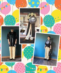 お祝い投稿💛 | 過去の投稿も。きょんちゃんの誕生日カラーがレモンイエローなので毎年同じパンツでコーデを考えております💛その年その年の雰囲気出てるかな💛(ラッピングキット)