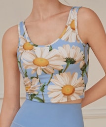 ZOMIGEN | ZOMIGEN｜フラワー柄スポブラ クロスUバック  ブルー柄　S(キャミソール)