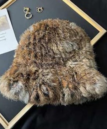 no brand | ラビットファーニット帽(ニットキャップ/ビーニー)