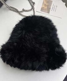 no brand | ラビットファーニット帽(ニットキャップ/ビーニー)