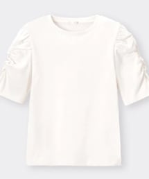 GU | リブボリュームスリーブコンパクトT(半袖)(Tシャツ/カットソー)
