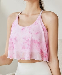 ZOMIGEN | ZOMIGEN｜タイダイ柄メッシュ キャミソール パット付き　ピンク　S(キャミソール)