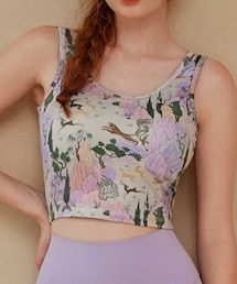 ZOMIGEN | ZOMIGEN｜フラワー柄スポブラ クロスUバック  パープル柄　S(キャミソール)