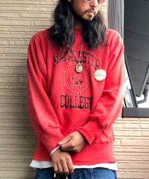 Champion | USED/80's Champion REVERSE WEAVE/トリコタグ・フロッキー3段プリント(トップス)