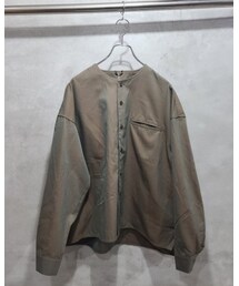 roundabout | L/S No-Collar Shirt / Olive(ノーカラージャケット)