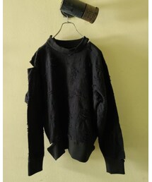 MINUS | ⁡⁡⁡⁡⁡⁡⁡⁡⁡RIPPED REVERSE WEAVE SHIRT(ORIGINAL BORO JACQUARD)⁡(スウェット)