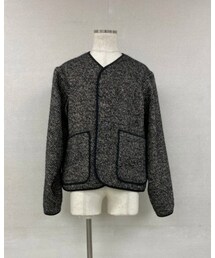 ATHA | ITEM:LOOP TWEED PATTERN LINER JACKET(ノーカラージャケット)