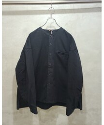roundabout | L/S No-Collar Shirt / Black(ノーカラージャケット)