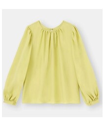 GU | 2WAYリボンボリュームスリーブブラウス（長袖） ライトグリーン(シャツ/ブラウス)