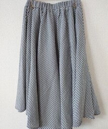 no brand | ギンガムチェック ミモレ丈 フレアスカート ブラック(スカート)