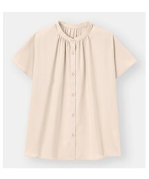 GU | エアリーバンドカラーシャツ（半袖） ピンク(シャツ/ブラウス)