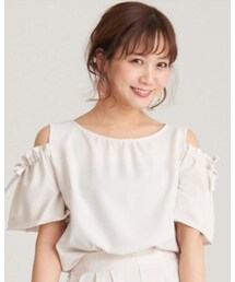 MAJESTIC LEGON | 肩開きリボンブラウス(トップス)