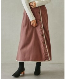 Chez toi | パイピング×ボタンウールタッチスカート(スカート)