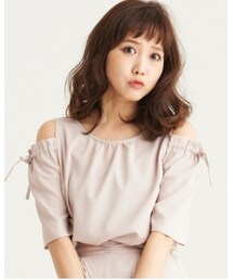 MAJESTIC LEGON | 肩開きリボンブラウス(トップス)