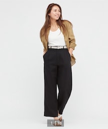 UNIQLO | リネンブレンドタックワイドパンツ(スラックス)