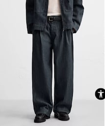 ZARA | プリーツワイドレッグジーンズ(デニムパンツ)