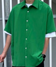 A+TOKYO | スラッシュヒドゥンポケットシャツ 2　GREEN ￥14,300(シャツ/ブラウス)
