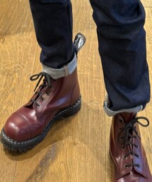 Solovair Gripfast 6 eye derby boots steel toecap in hi-shine oxblood | ブーツ