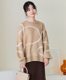 しまむら | chocoさん×しまむらコラボ　ニュアンス柄ニットプルオーバー　M　中薄橙(ニット/セーター)